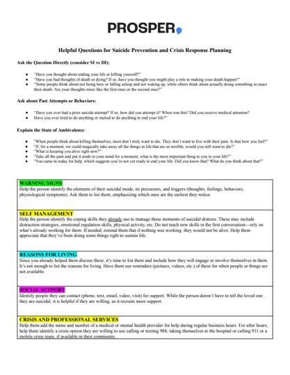 First page of Helpful Questions